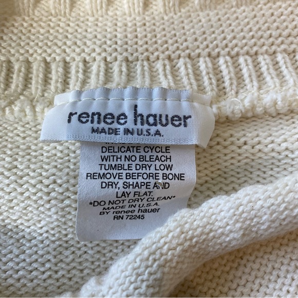 Vintage Renee Hauer Knit Sweater 100% cotton Made in USA Subtle Embossed Designs - Picture 3 of 11